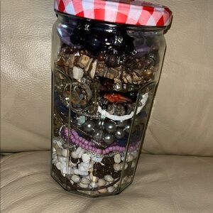 SALE!!!Misc Jewelry jar with lots of wearables.